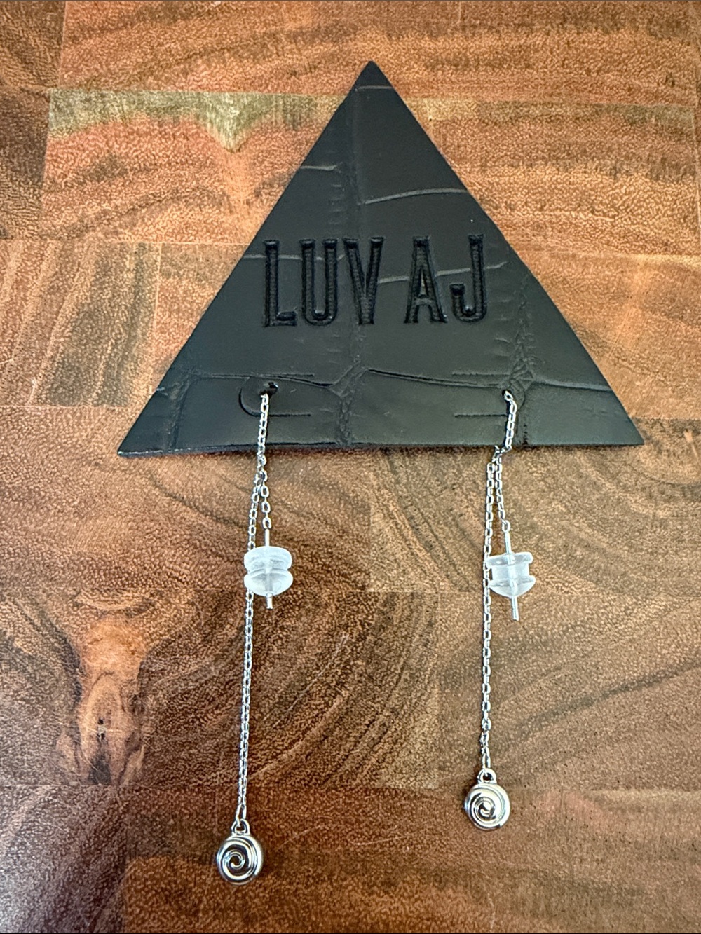 Luv AJ Shell Coil Silver Threader Earrings Modern Minimalist Jewelry
